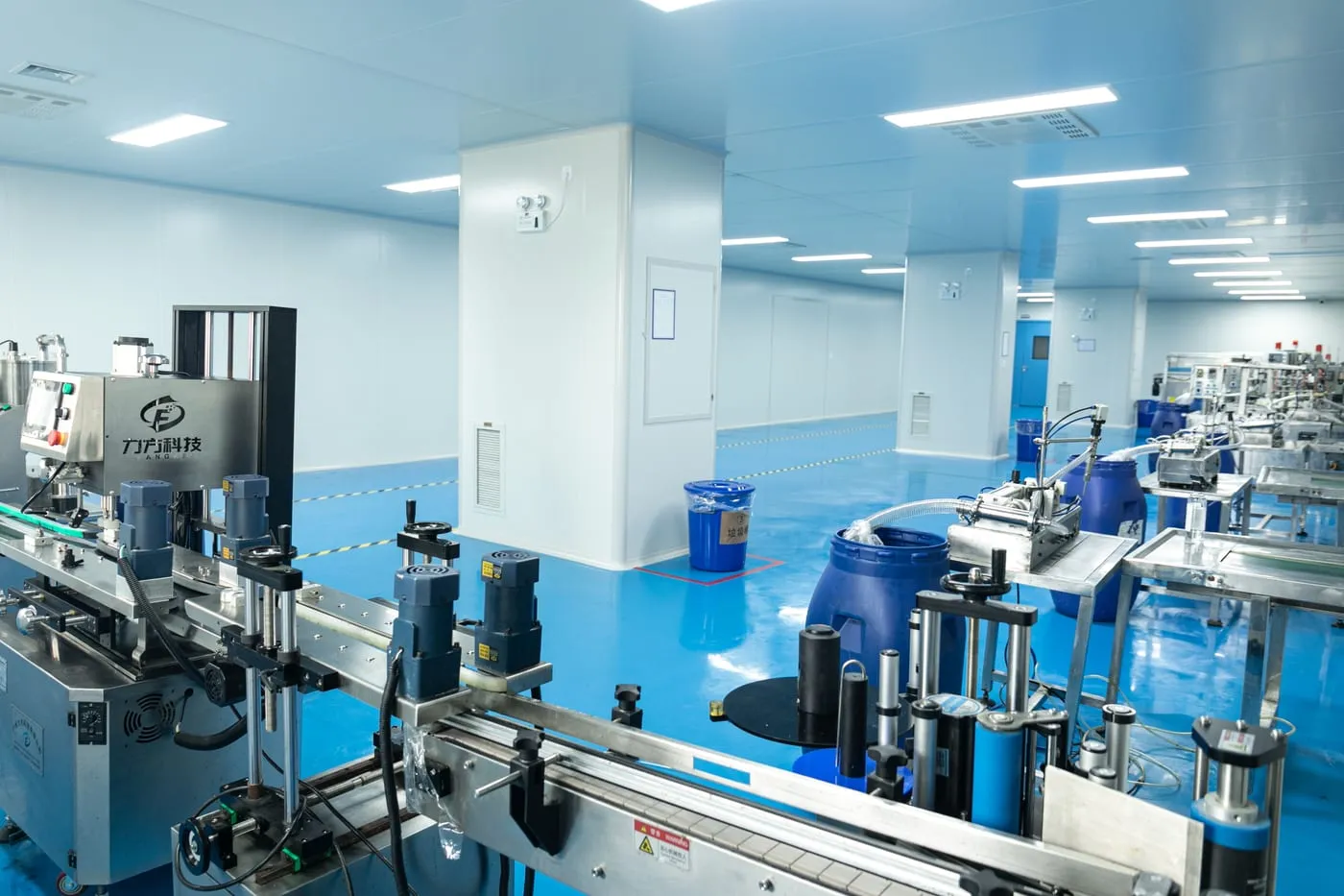 Clean-room liquid filling and capping line at UMYAN's hotel amenities factory in Yangzhou