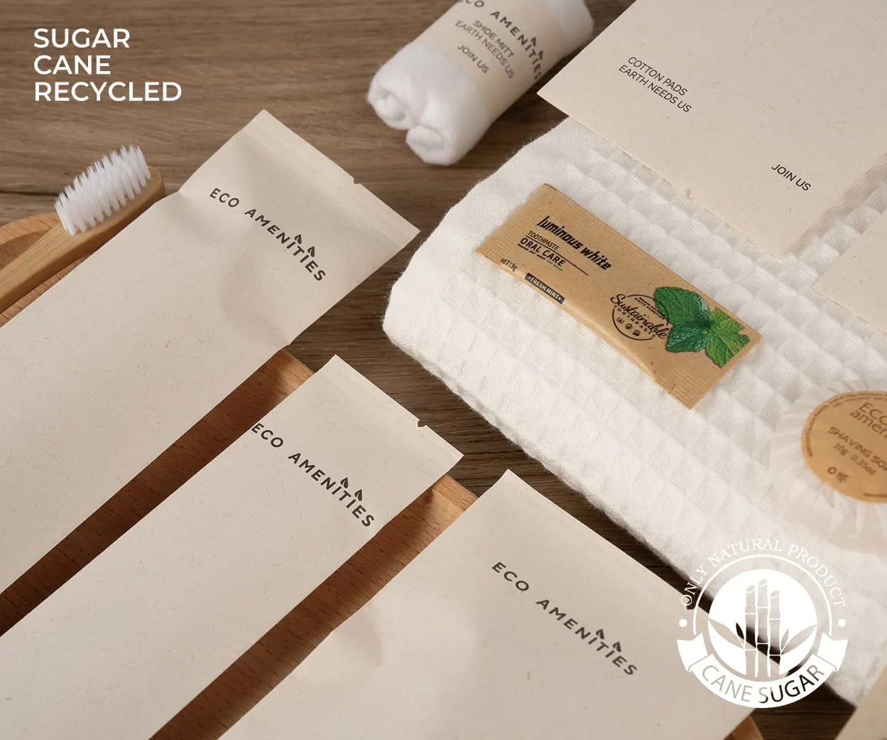 Eco and refillable bath care options — biodegradable sugarcane-paper amenities by UMYAN