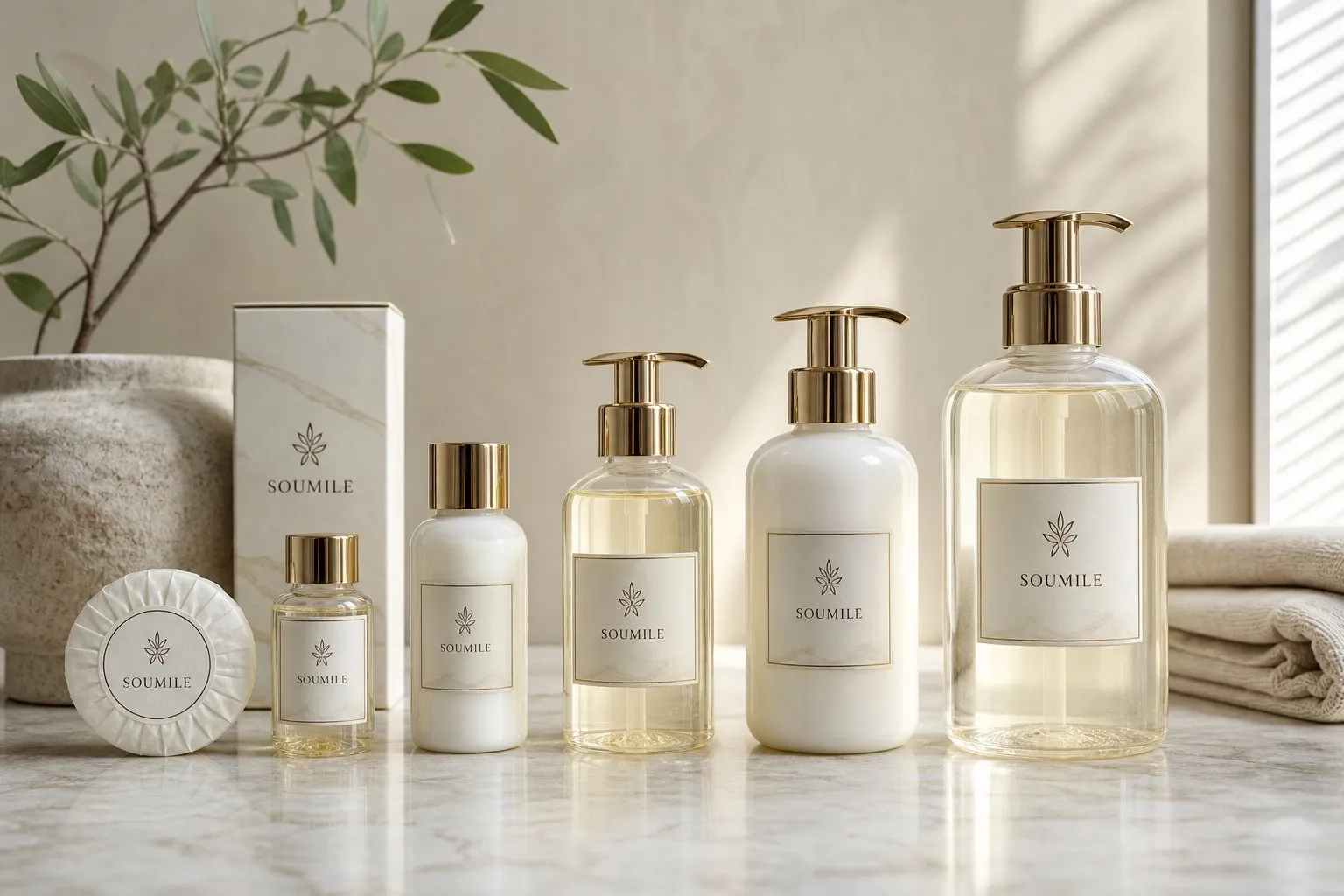 SOUMILE White Tea Bath Collection (30ml–500ml) — hotel amenities by UMYAN